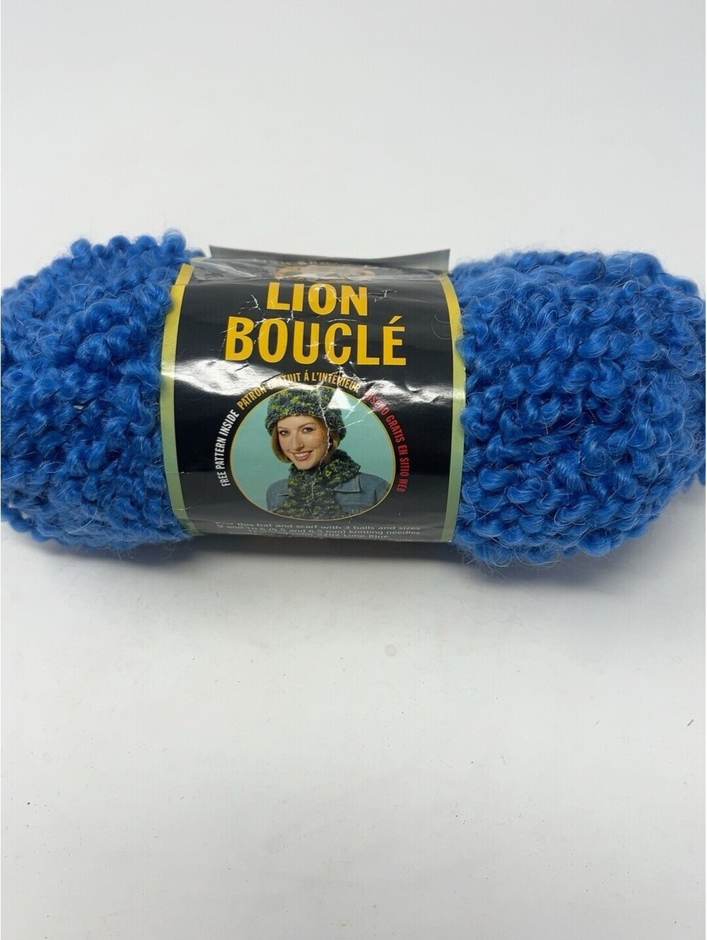 Lion Brand Bouclé Yarn Blueberry #106 Super Bulky Mohair NOS Vintage 2.5 oz